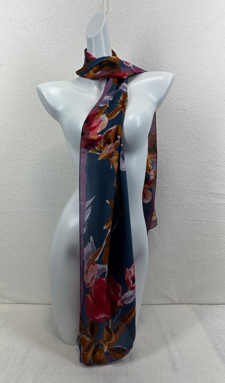 Vince Camuto Long Rectangle Floral 100% Silk Scarf 71"  Bohochic